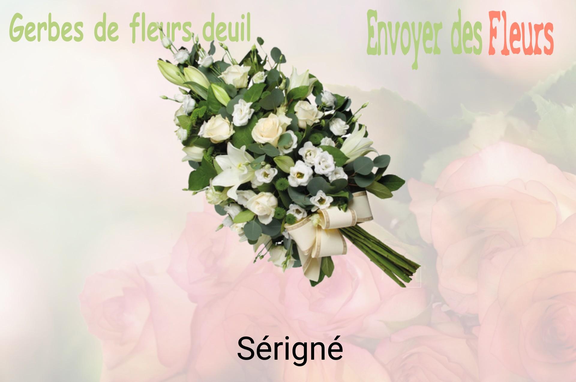Gerbe de fleurs de deuil livrée à Sérigné